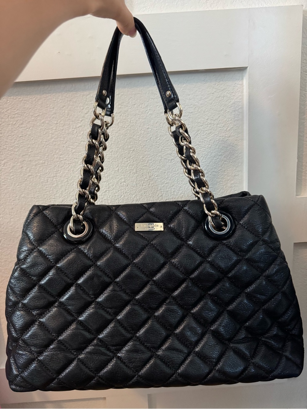 Kate Spade Black MaryAnne Shimmer Quilted Leather Chain-Handle Shoulder Bag